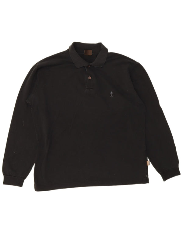 Tricou polo cu mânecă lungă pentru bărbați Rifle, bumbac mediu negru