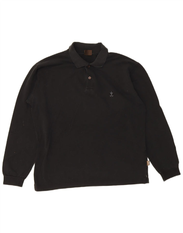 Tricou polo cu mânecă lungă pentru bărbați Rifle, bumbac mediu negru