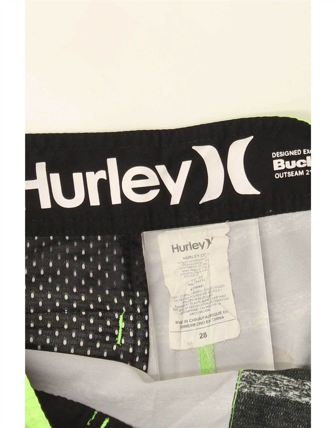 Pantaloni scurți de înot grafic pentru bărbați Hurley, poliester cu dungi verzi mici