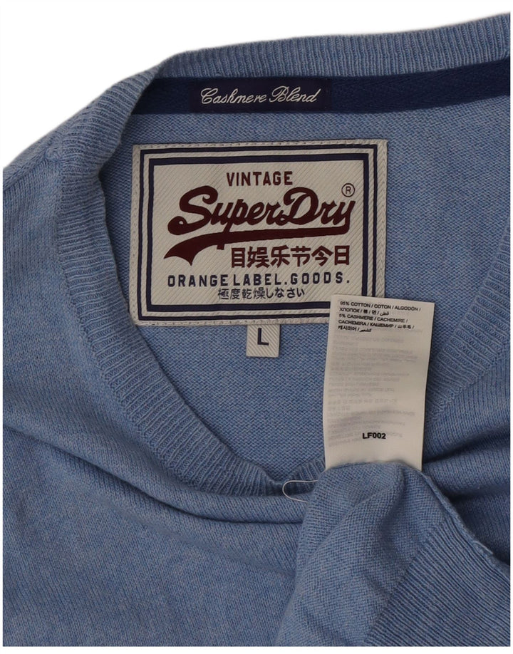 Pulover pentru bărbați Superdry cu gât de barcă, mare, albastru, bumbac