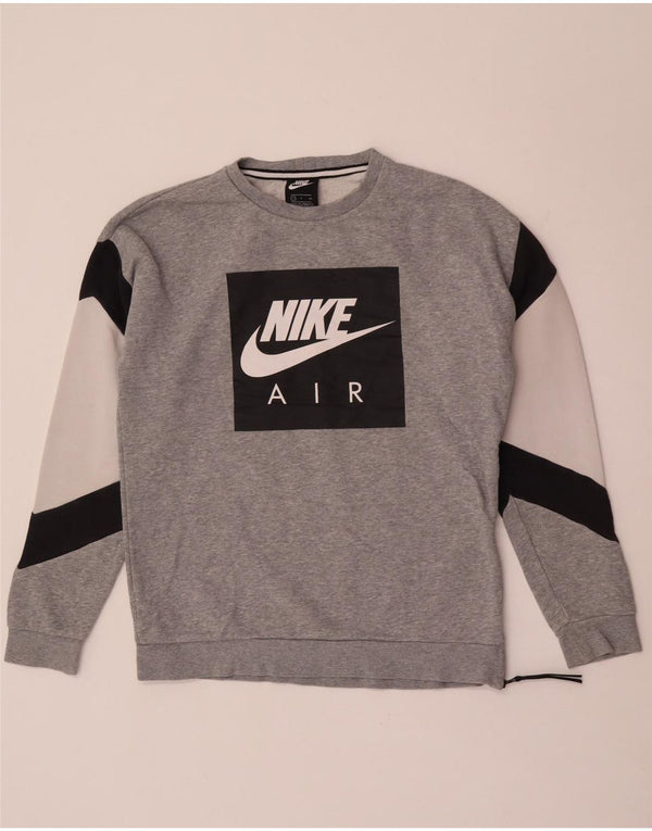 Hanorac grafic pentru bărbați Nike Jumper mic, gri, bumbac color bloc