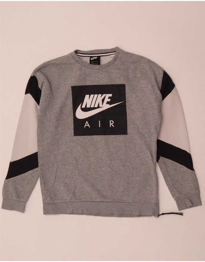 Hanorac grafic pentru bărbați Nike Jumper mic, gri, bumbac color bloc