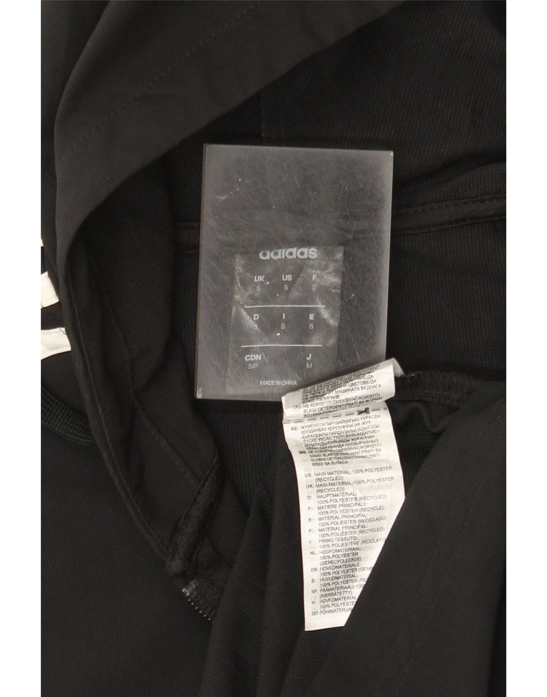 Jachetă de top pentru trening cu glugă Adidas pentru bărbați, poliester negru mic