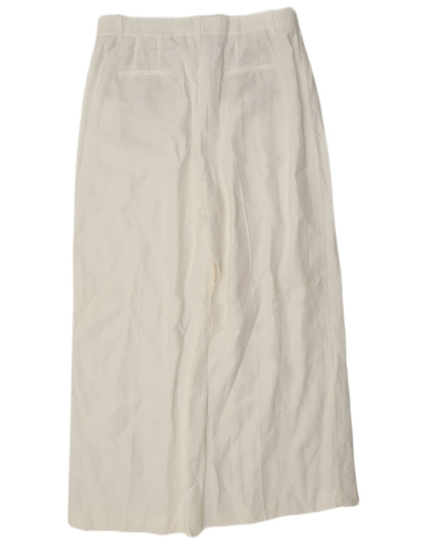Pantaloni chino pentru femei cu talie înaltă Zara, cu picioare largi, mari L30 L31, viscoză albă