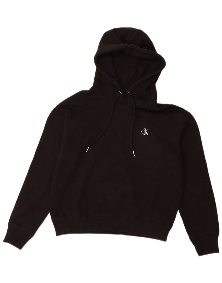 CALVIN KLEIN JEANS Pulover cu glugă pentru femei UK 14 Bumbac mediu negru