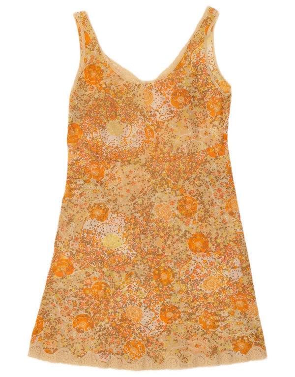 Rochie vintage pentru femei UK 12 Medium Orange Floral