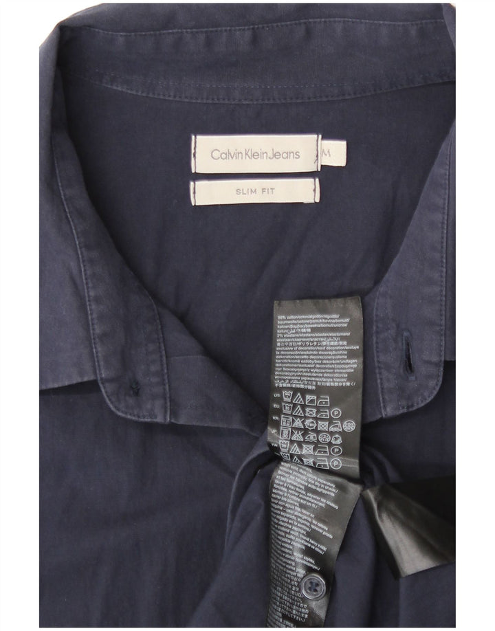 Cămașă pentru bărbați Calvin Klein Jeans Slim Fit Bumbac mediu albastru bleumarin