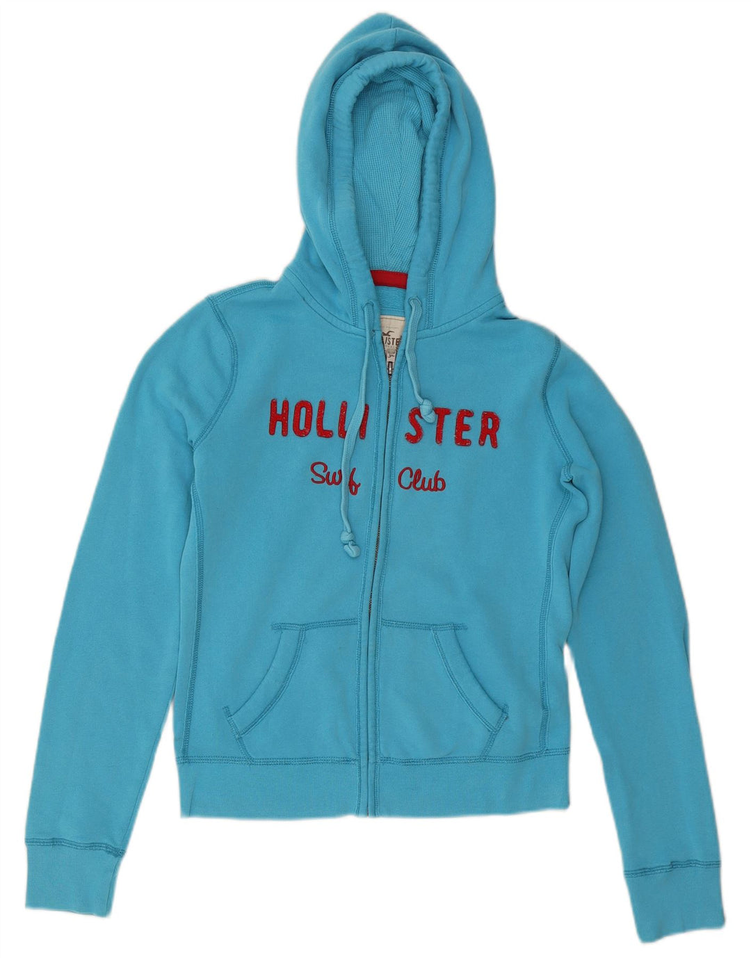 Pulover HOLLISTER pentru damă, cu fermoar și grafic, bumbac albastru mediu UK 14