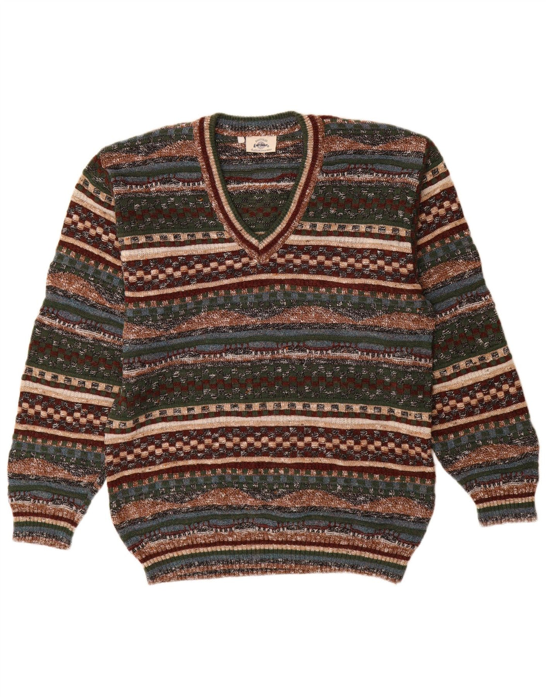 GARDEUR Pulover cu decolteu în V pentru bărbați, mijlociu, multicolor, geometric