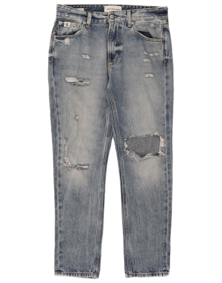Blugi slim pentru femei CALVIN KLEIN Distressed Slim W28 L28 Blue Bumbac