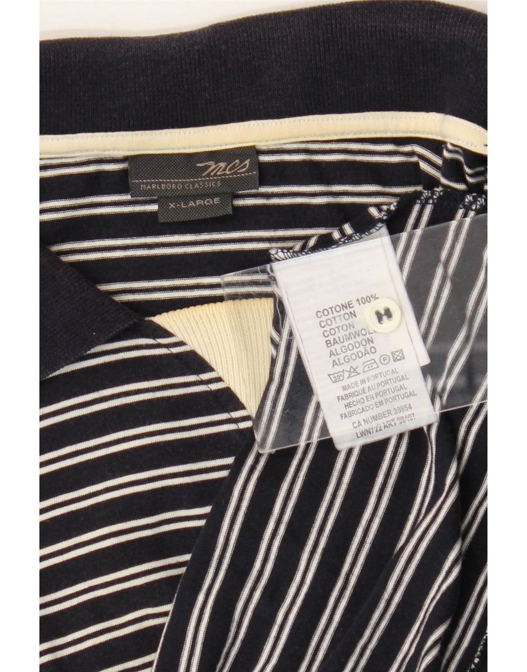 Cămașă polo pentru bărbați Marlboro Classics XL, bumbac cu dungi albastru bleumarin