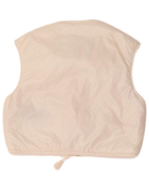 Gilet de damă vintage, supradimensionat, matlasat, EU 36, mic, alb, bloc de culoare