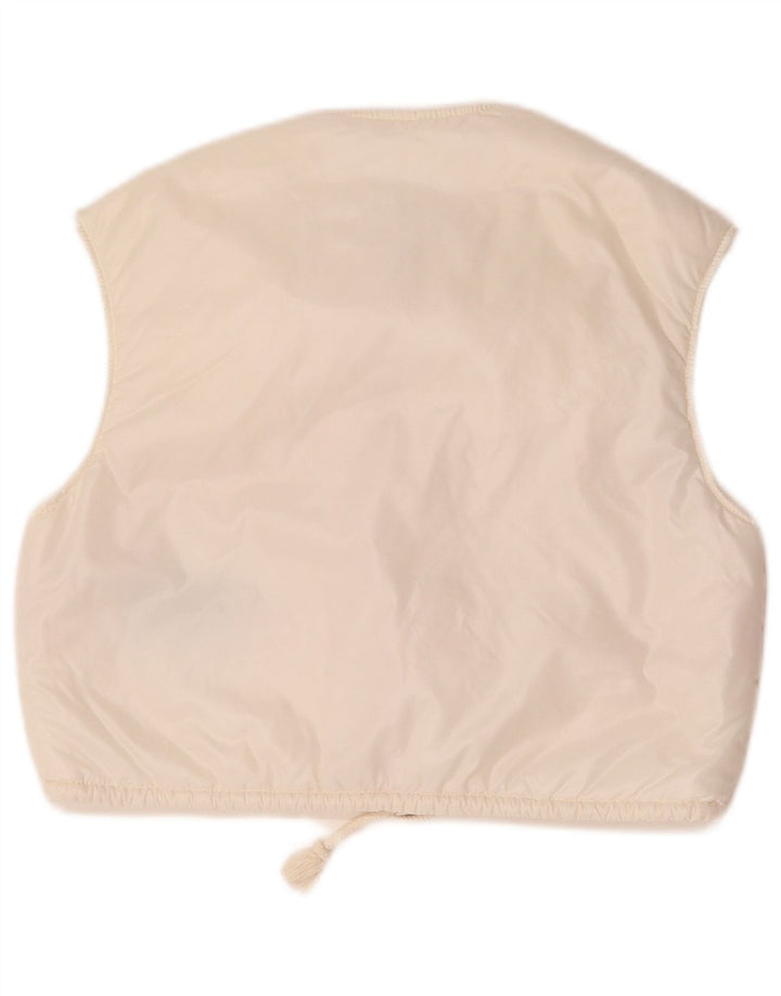 Gilet de damă vintage, supradimensionat, matlasat, EU 36, mic, alb, bloc de culoare