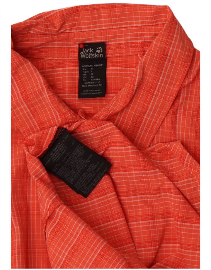 Jack Wolfskin Cămașă cu mânecă scurtă pentru femei UK 12 Medium Orange Check Poliamidă