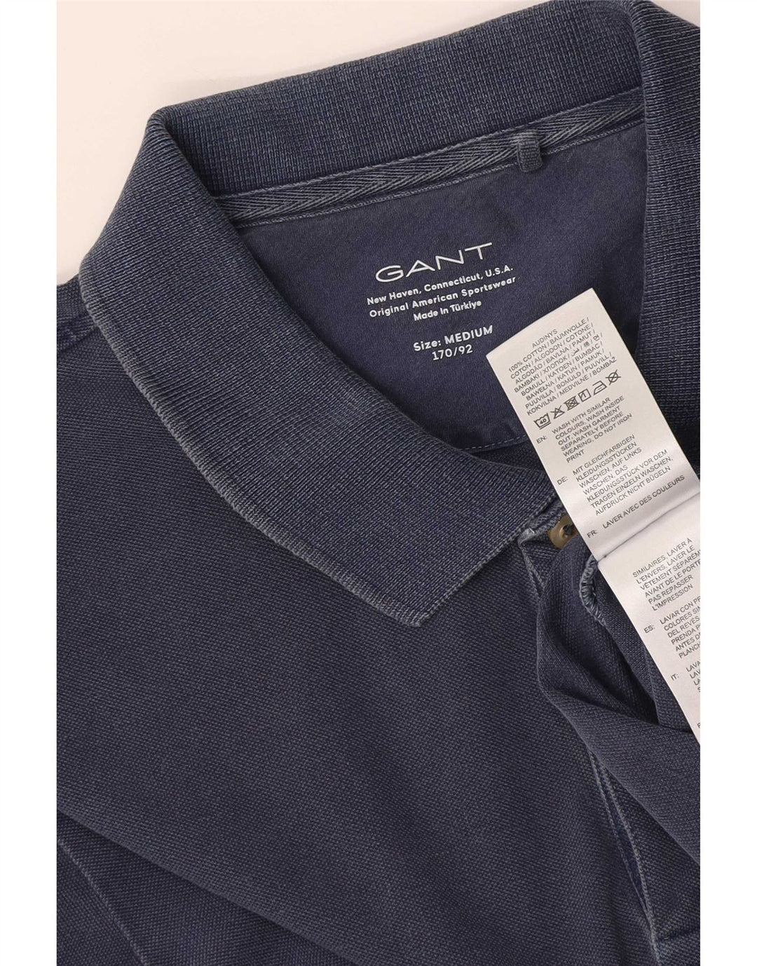 Tricou polo pentru bărbați Gant, bumbac, albastru bleumarin mediu