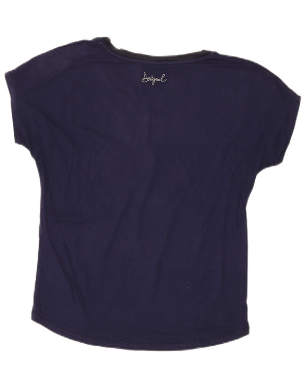 Tricou grafic Desigual pentru femei Top UK 14 Medium Bleumarin Paisley