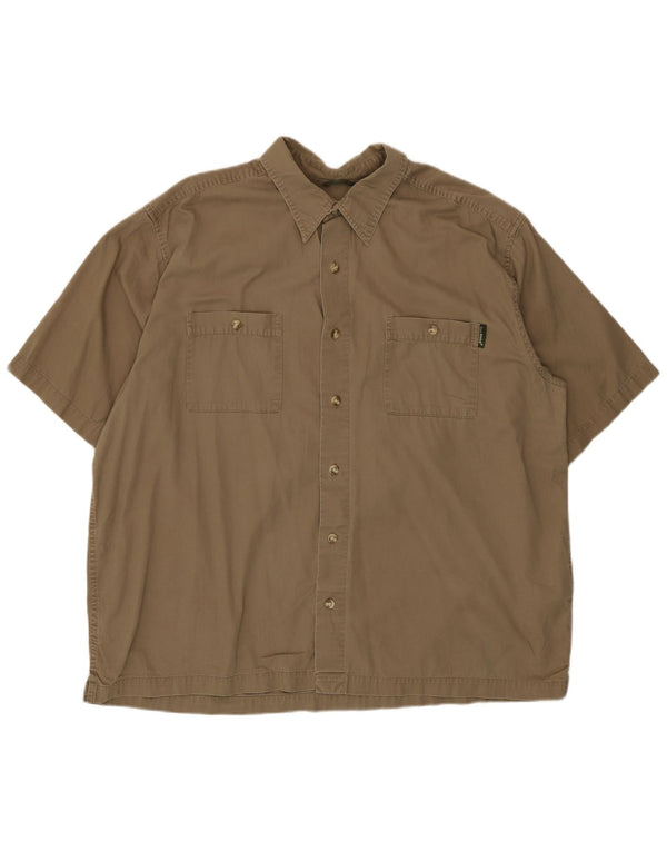 Eddie Bauer Mens Short Sleeve Shirt XL Beige Cotton