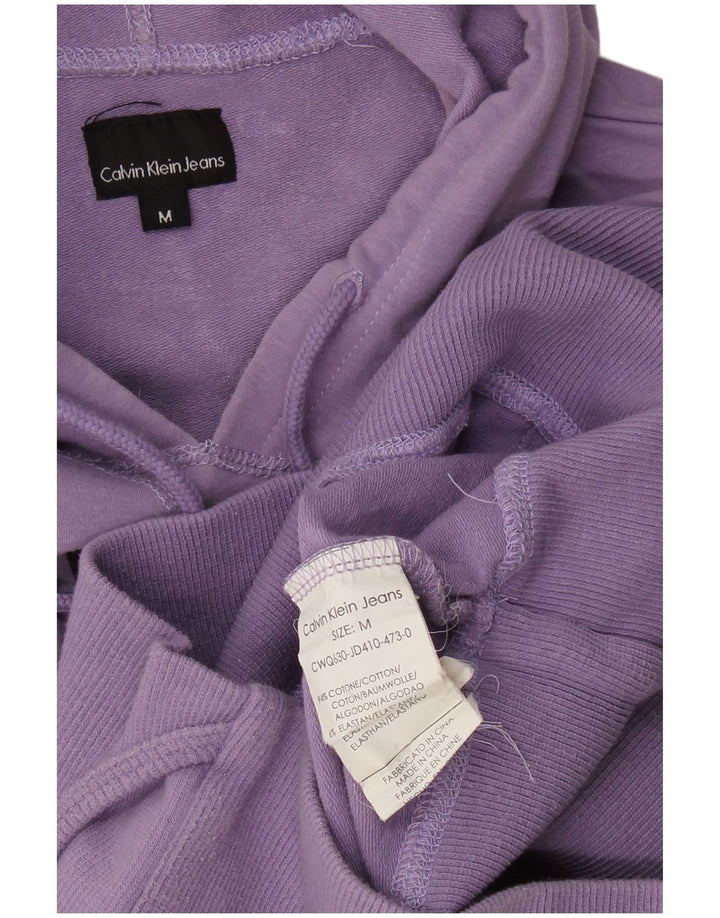 CALVIN KLEIN JEANS Pulover cu glugă cu grafic pentru femei UK 12 Violet mediu