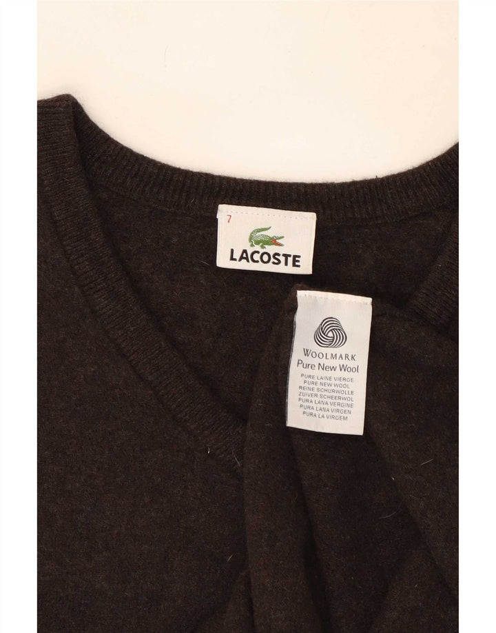 Pulover pentru bărbați Lacoste cu decolteu în V Mărimea 7 2XL Lână maro