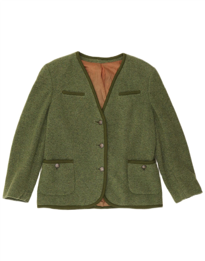 Jachetă vintage pentru femei cu 3 nasturi, UK 12, verde mediu