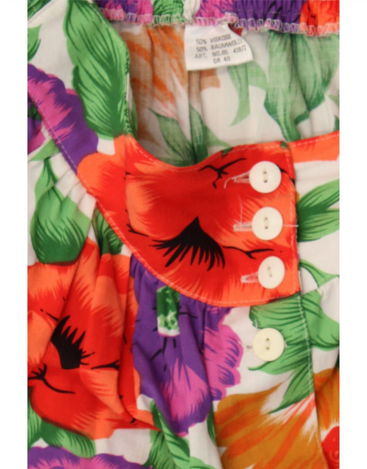 VINTAGE Womens Flared Skirt IT 40 Small W26 Multicoloured Floral Viscose Vintage Vintage and Second-Hand Vintage from Messina Hembry 