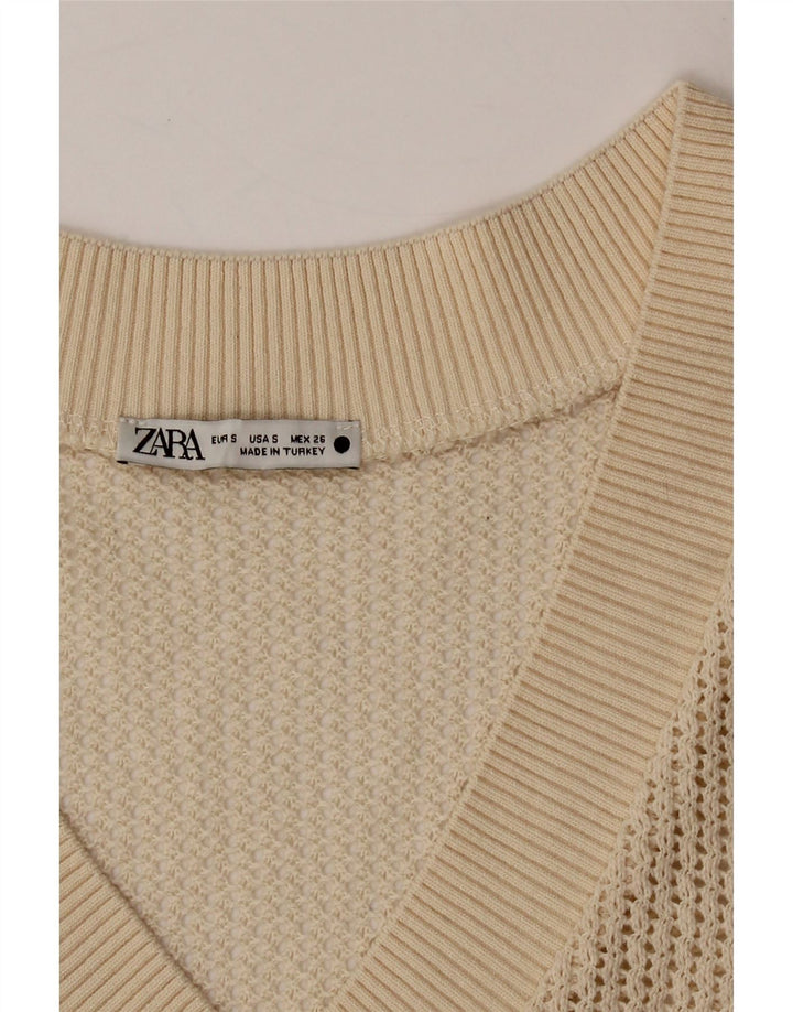 ZARA Womens Vest Tank Top UK 10 Small Beige Vintage Zara and Second-Hand Zara from Messina Hembry 