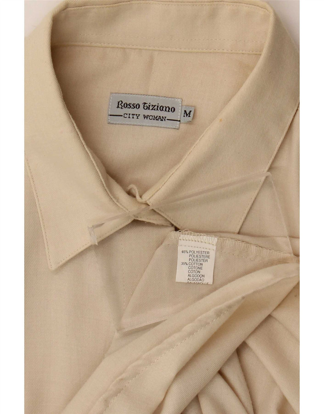Cămașă vintage pentru femei UK 14 Medium Off White Poliester