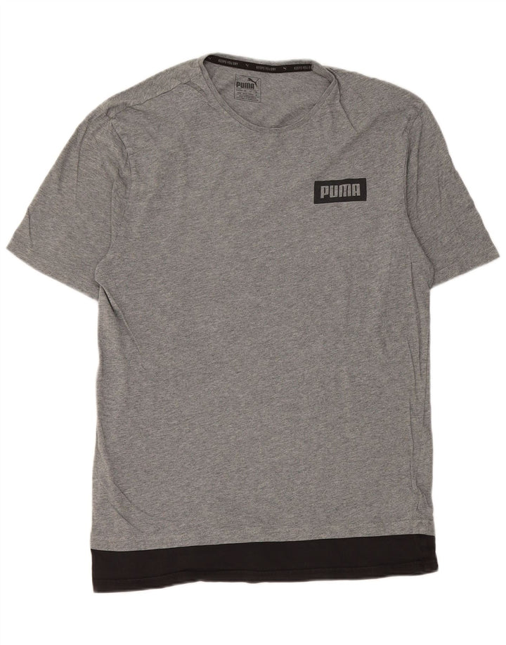 Tricou grafic Puma pentru bărbați Top, gri mediu, bumbac color bloc