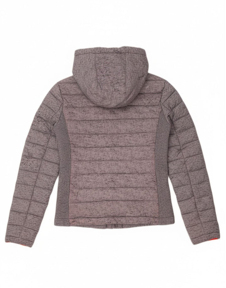 Jachetă căptușită cu glugă Superdry pentru femei UK 8 XS Gri poliester color bloc