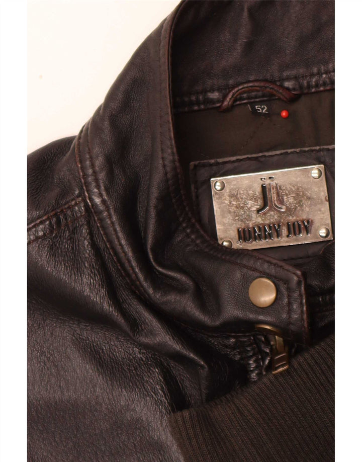 Jachetă Bomber din piele vintage pentru bărbați IT 52 XL maro retro