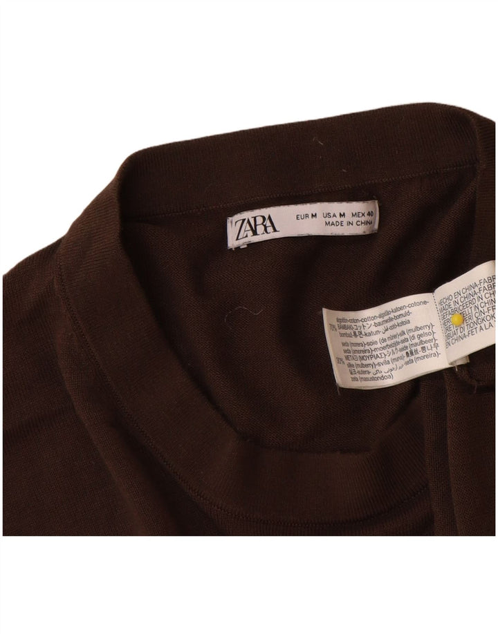 Pulover pentru bărbați Zara, cu gât crew, bumbac maro mediu