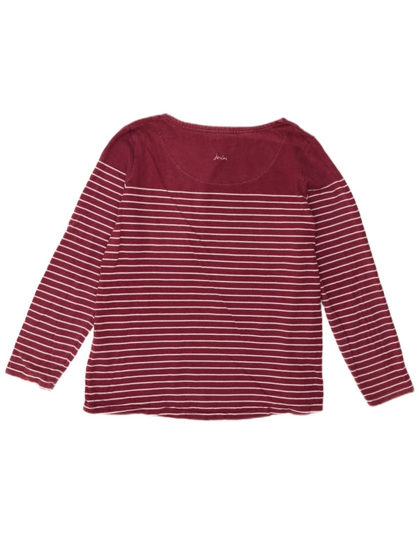 Top pentru femei Joules cu mânecă lungă UK 16, mare, din bumbac cu dungi bordeaux
