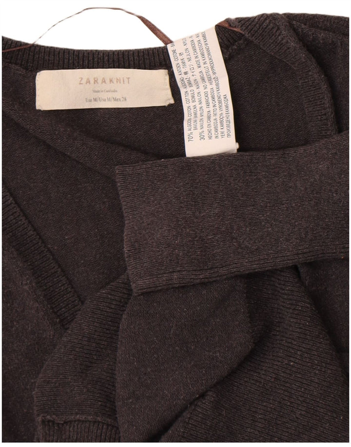 Pulover cardigan pentru femei Zara UK 12, bumbac gri mediu