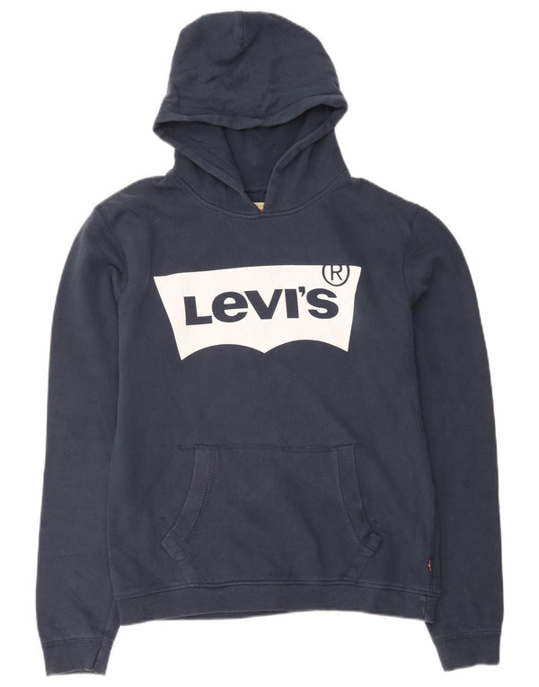 Pulover cu glugă cu grafic Levi's pentru băieți 15-16 ani, albastru bleumarin, color block