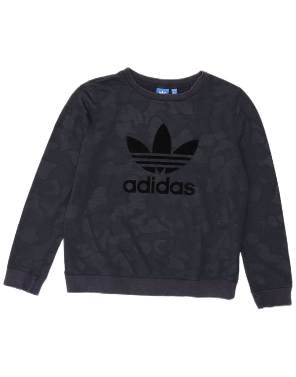 Pulover de hanorac grafic Adidas pentru femei UK 12 Medium Bleumarin Camuflaj