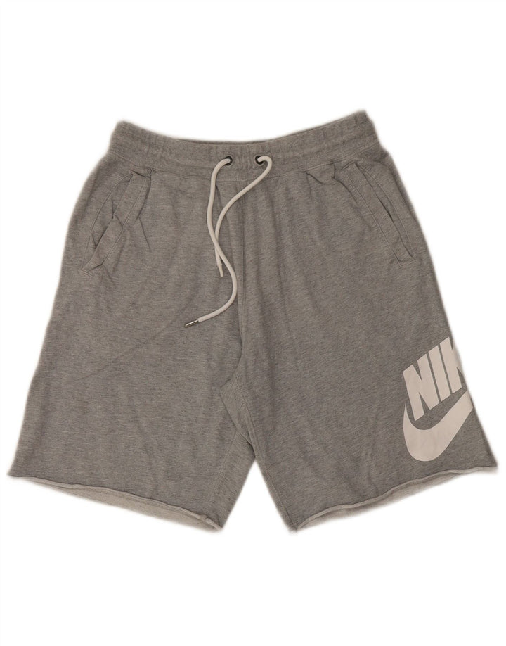Pantaloni scurți sport grafic Nike pentru bărbați, bumbac cu pete, gri mediu