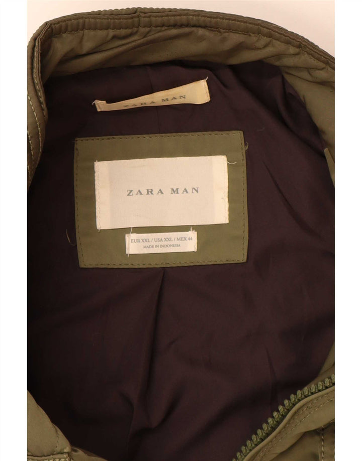 Jachetă matlasată pentru bărbați Zara UK 44 2XL Kaki Poliester