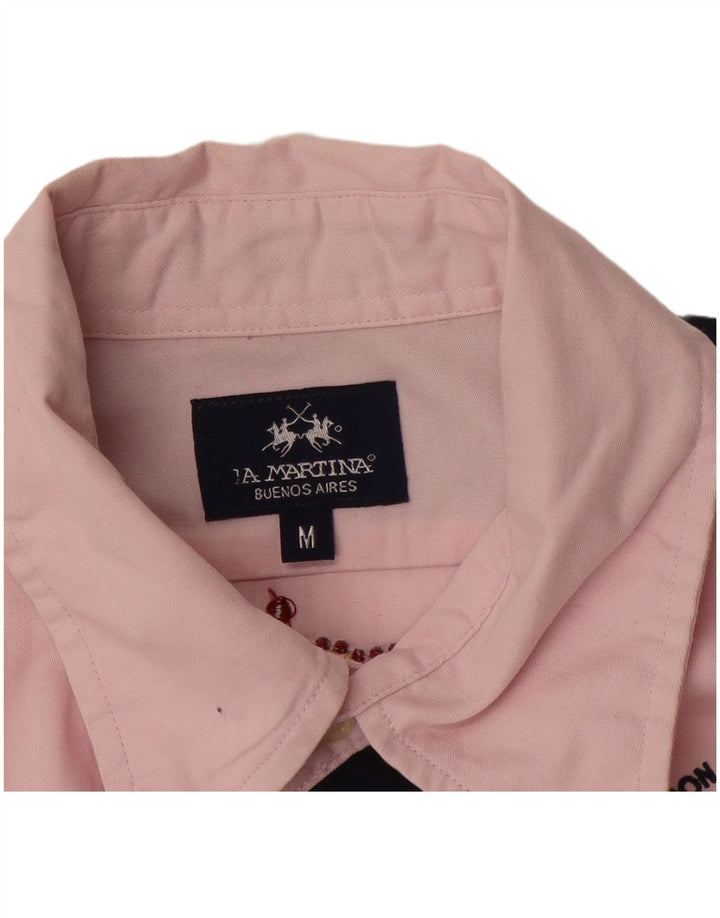 LA MARTINA Mens Shirt Medium Pink Colourblock Cotton