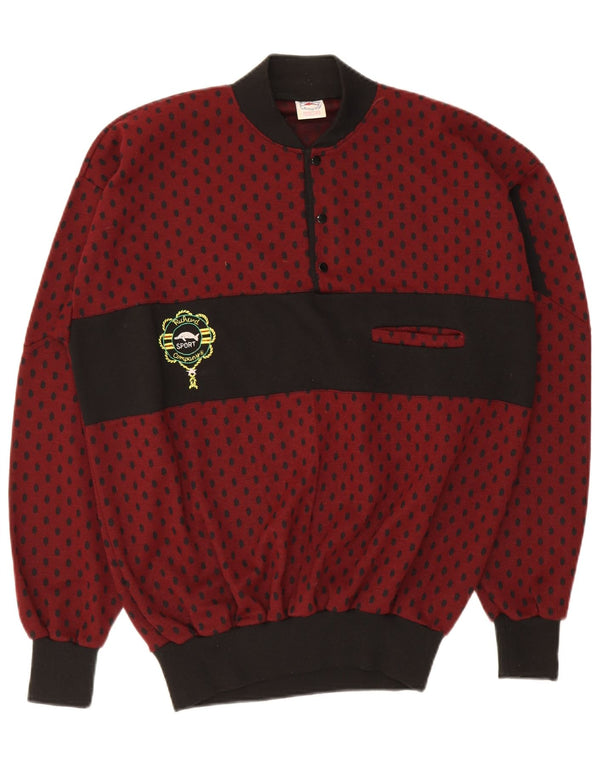Pulover vintage pentru bărbați cu gât roșu UK 46 2XL Maroon Spotted
