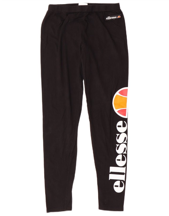 ELLESSE Leggings cu grafică pentru femei UK 12, bumbac mediu negru