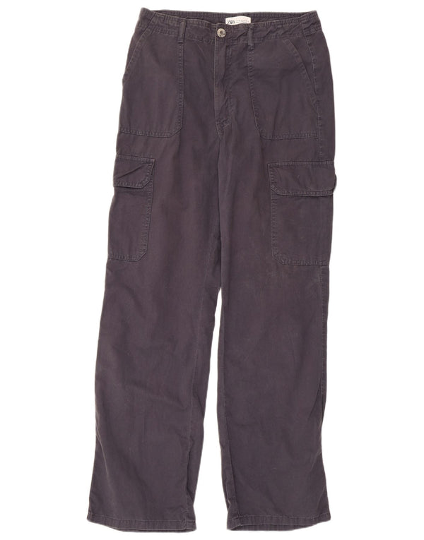 Zara Womens Straight Cargo Trousers EU 38 Small W28 L29 Grey Cotton