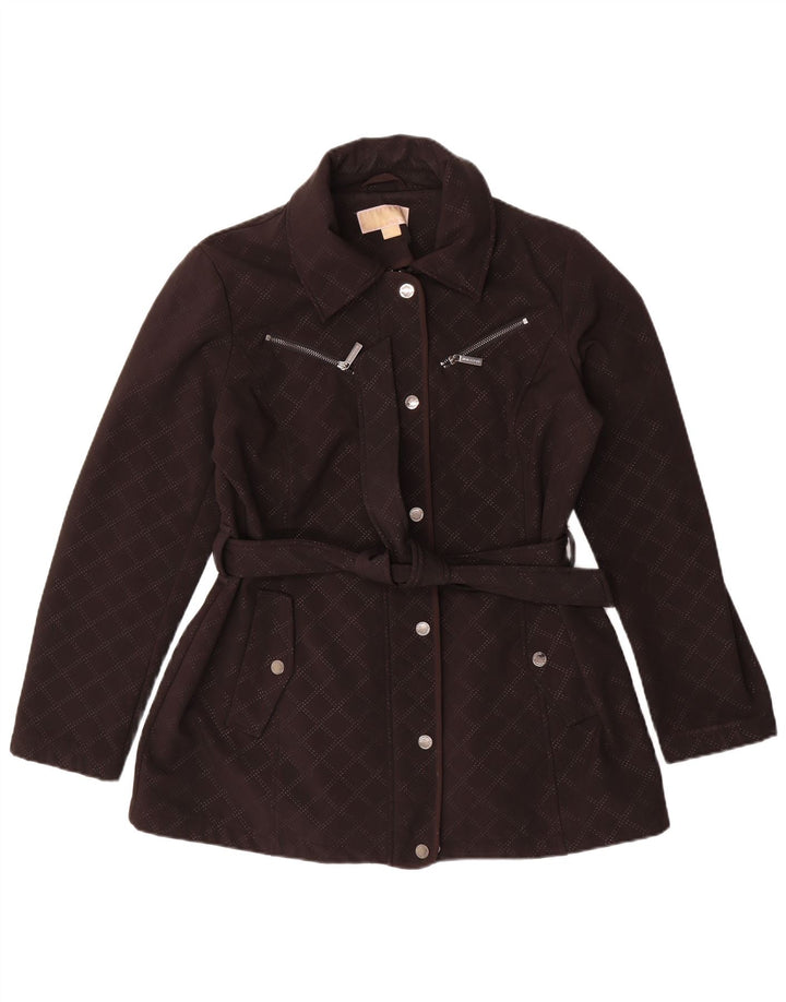 MICHAEL KORS Womens Quilted Jacket UK 16 Large Black Argyle/Diamond
