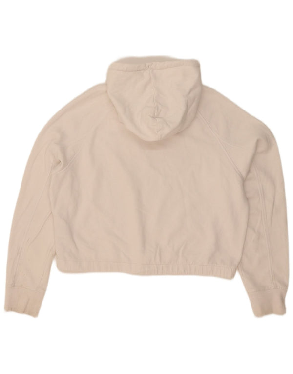 Fila Womens Crop Oversized Hoodie Jumper UK 6 XS White Cotton