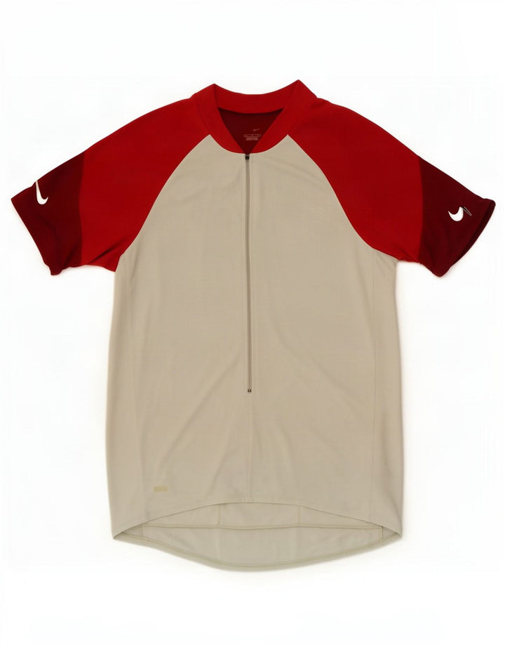 Tricou Nike pentru bărbați, cu fermoar și gât, Top mare, gri, poliester color bloc