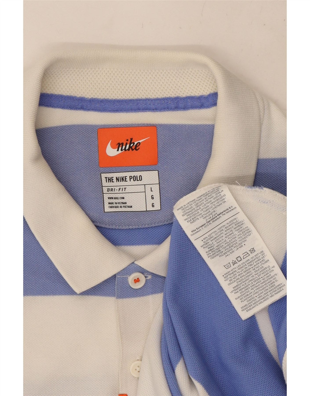 Tricou polo NIKE Dri Fit Rugby pentru bărbați, bumbac cu dungi albe