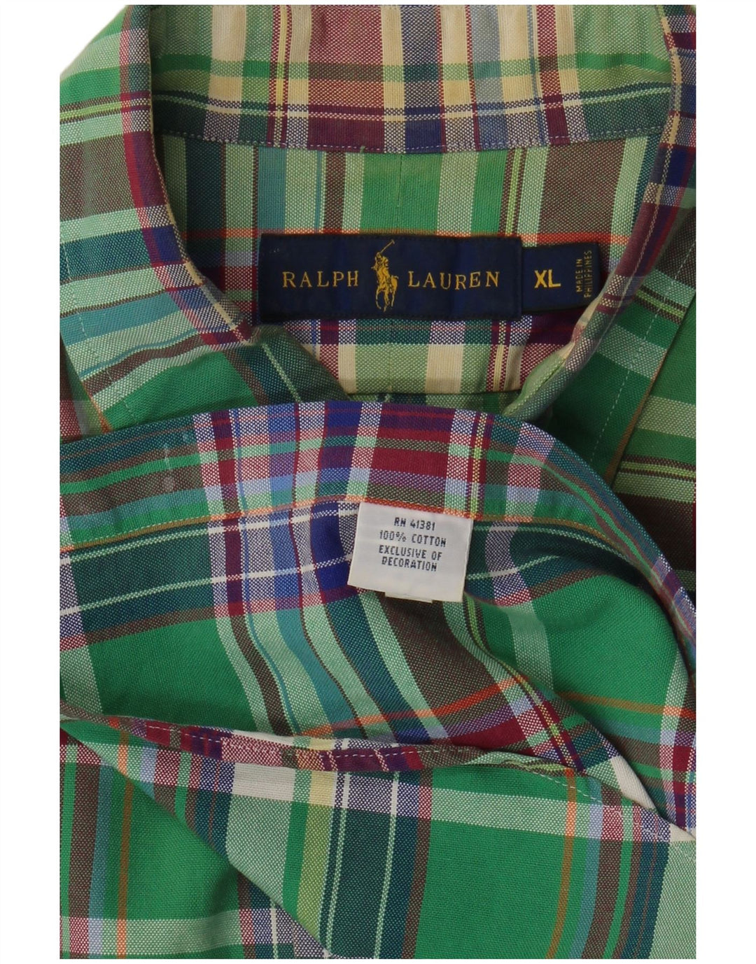 Cămașă pentru bărbați RALPH LAUREN XL, bumbac cu carouri verde