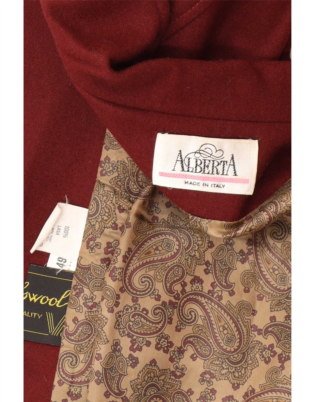 Jachetă vintage pentru femei, supradimensionată, cu mâneci 3/4, IT 49 XL Bordeaux