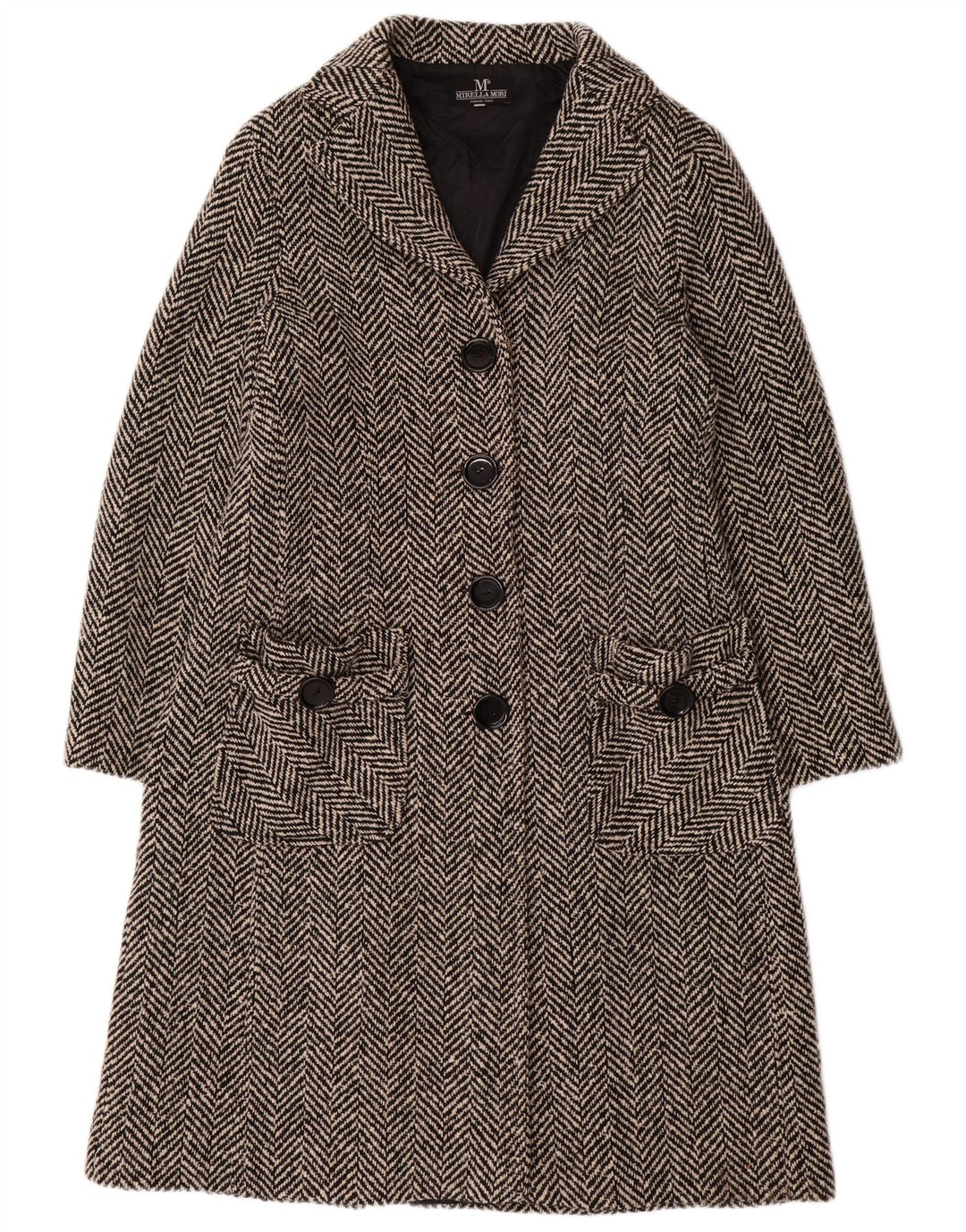 MIRELLA MORI pardesiu supradimensionat pentru femei UK 18 XL din lână neagră în spinare