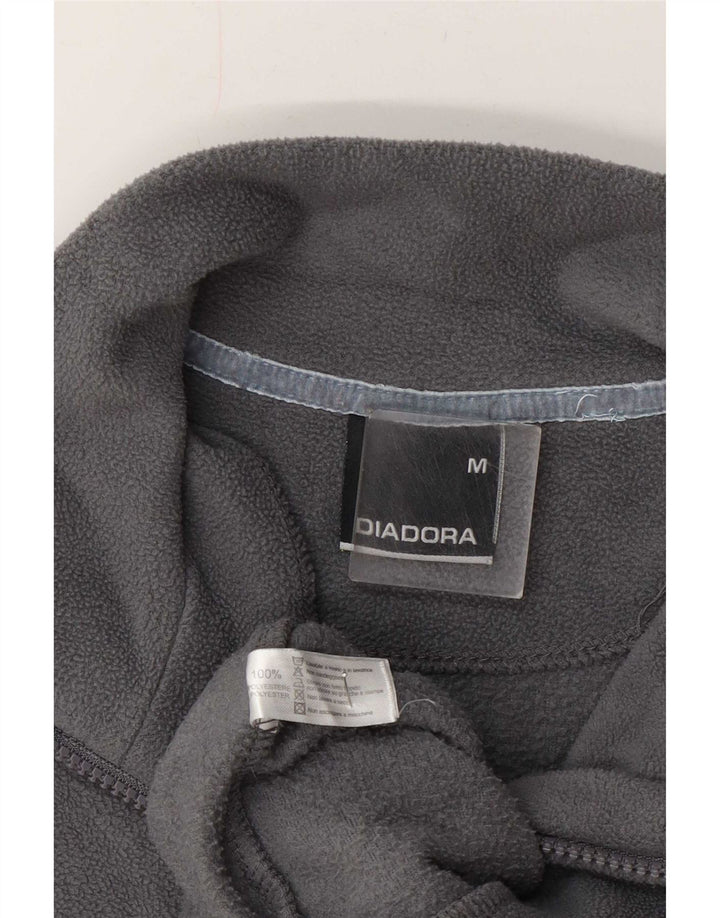 Pulover din lână Diadora pentru bărbați, cu fermoar, poliester, gri mediu