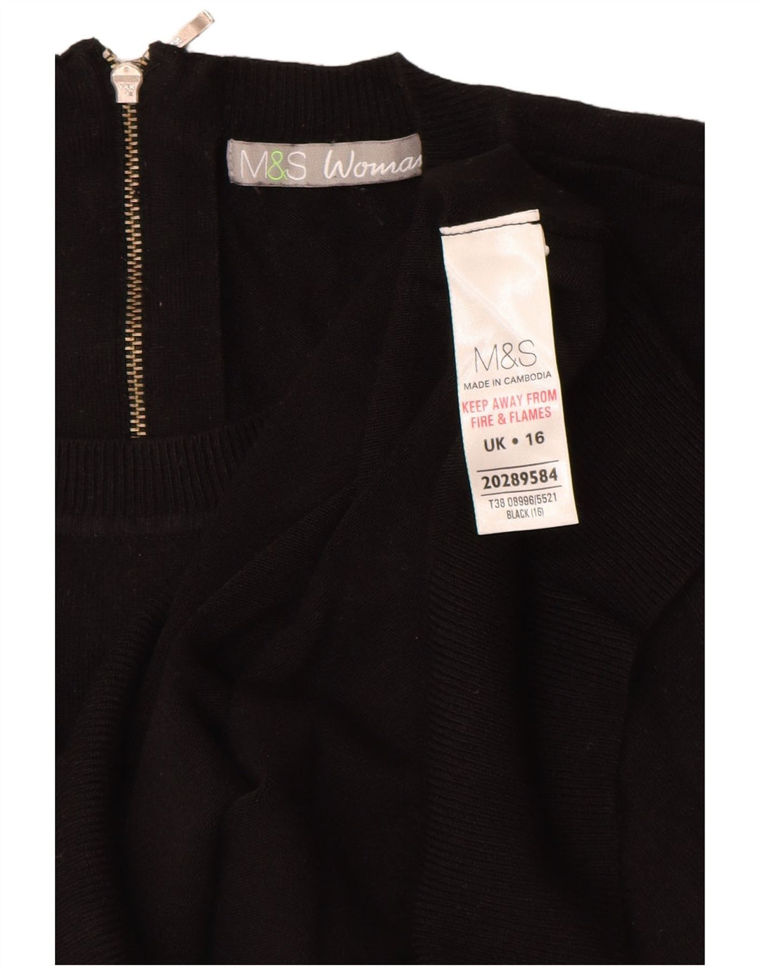 MARKS & SPENCER Pulover pentru damă cu decolteu rotund UK 16 Large Negru